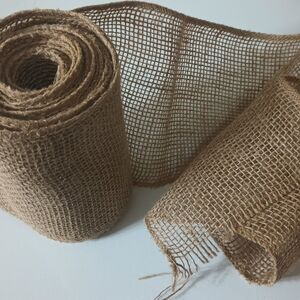 Natural Burlap Mesh Ribbon Roll - Rustic Brown